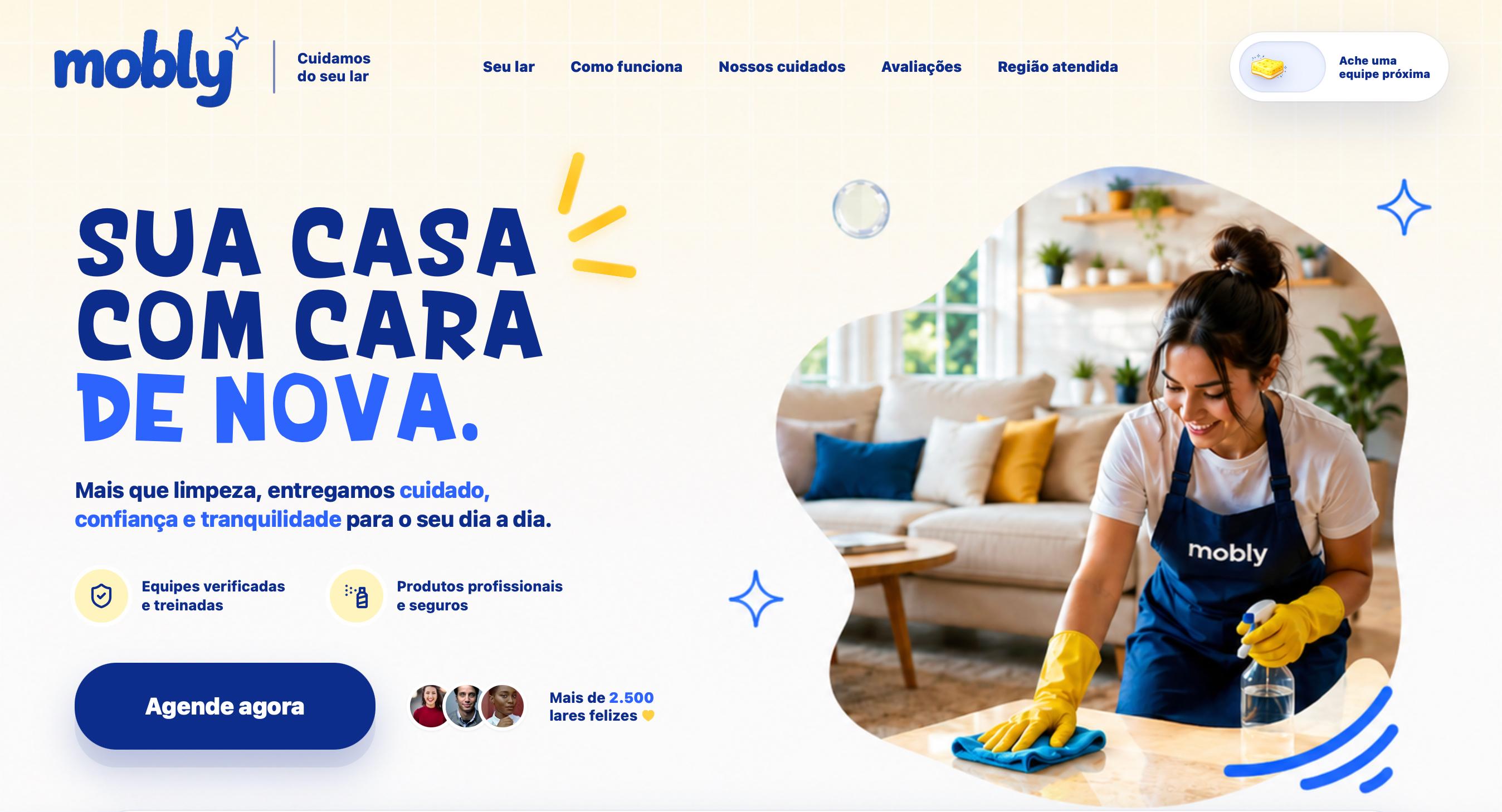 Site da empresa de limpeza Mobly